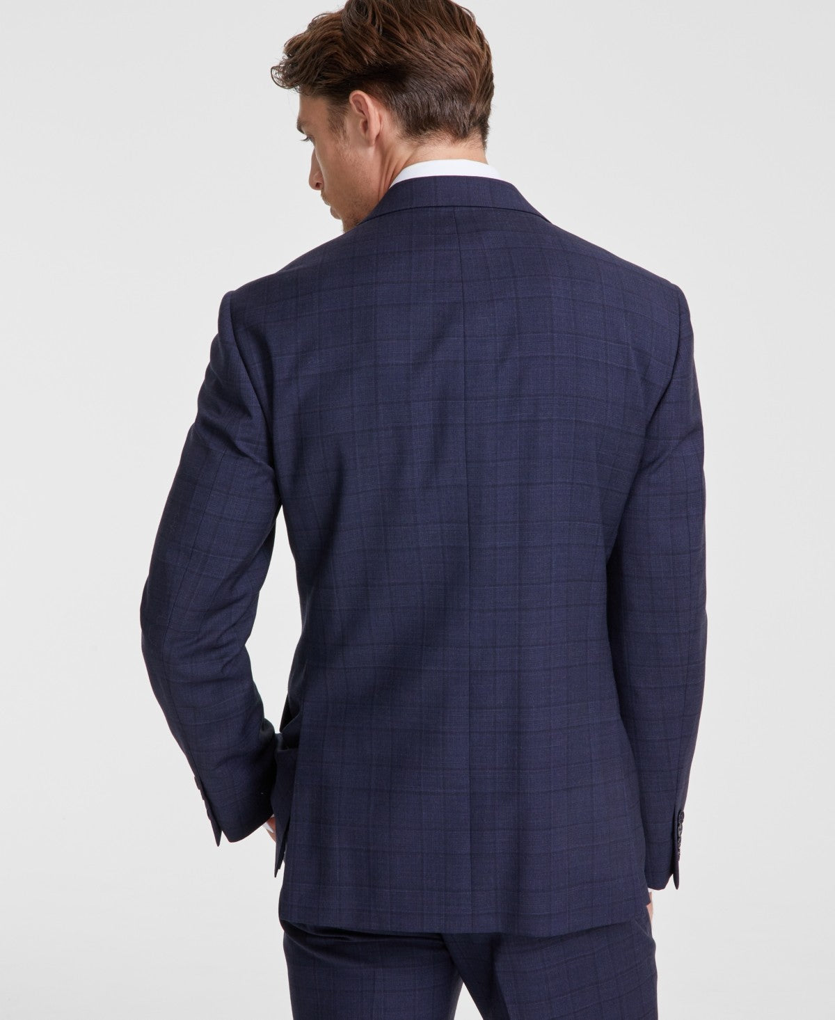 Calvin Klein Mens Slim fit Suit Jacket Blazer 44 S Blue Plaid Stretch