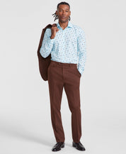 Tayion Mens Classic fit Dress Pants 38 / 30 Brown Solid