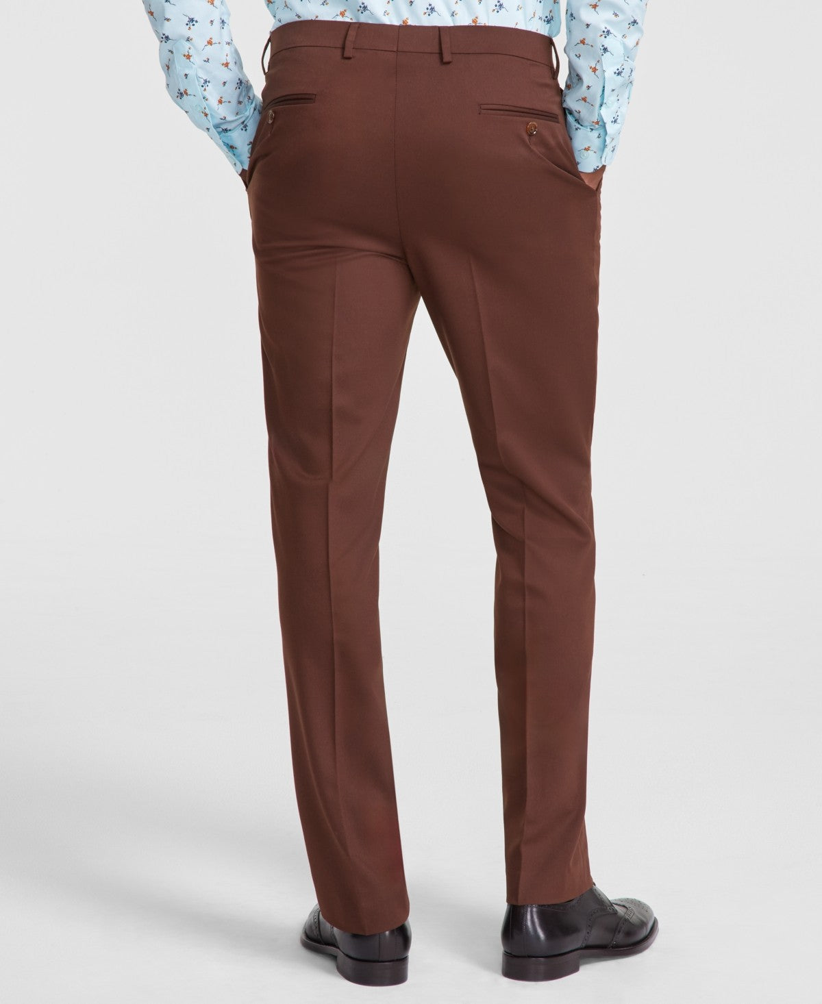Tayion Mens Classic fit Dress Pants 38 / 30 Brown Solid