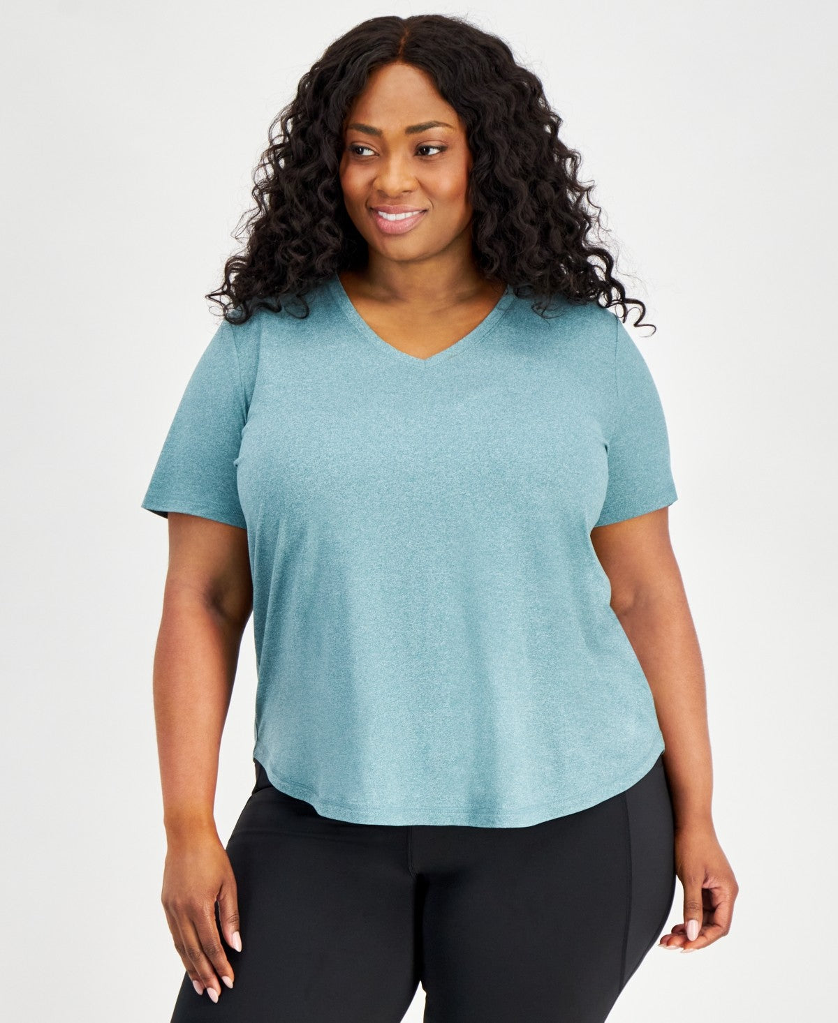 ID Ideology Women Regular fit Short Sleeve T-Shirt Shirt 2X Green Solid