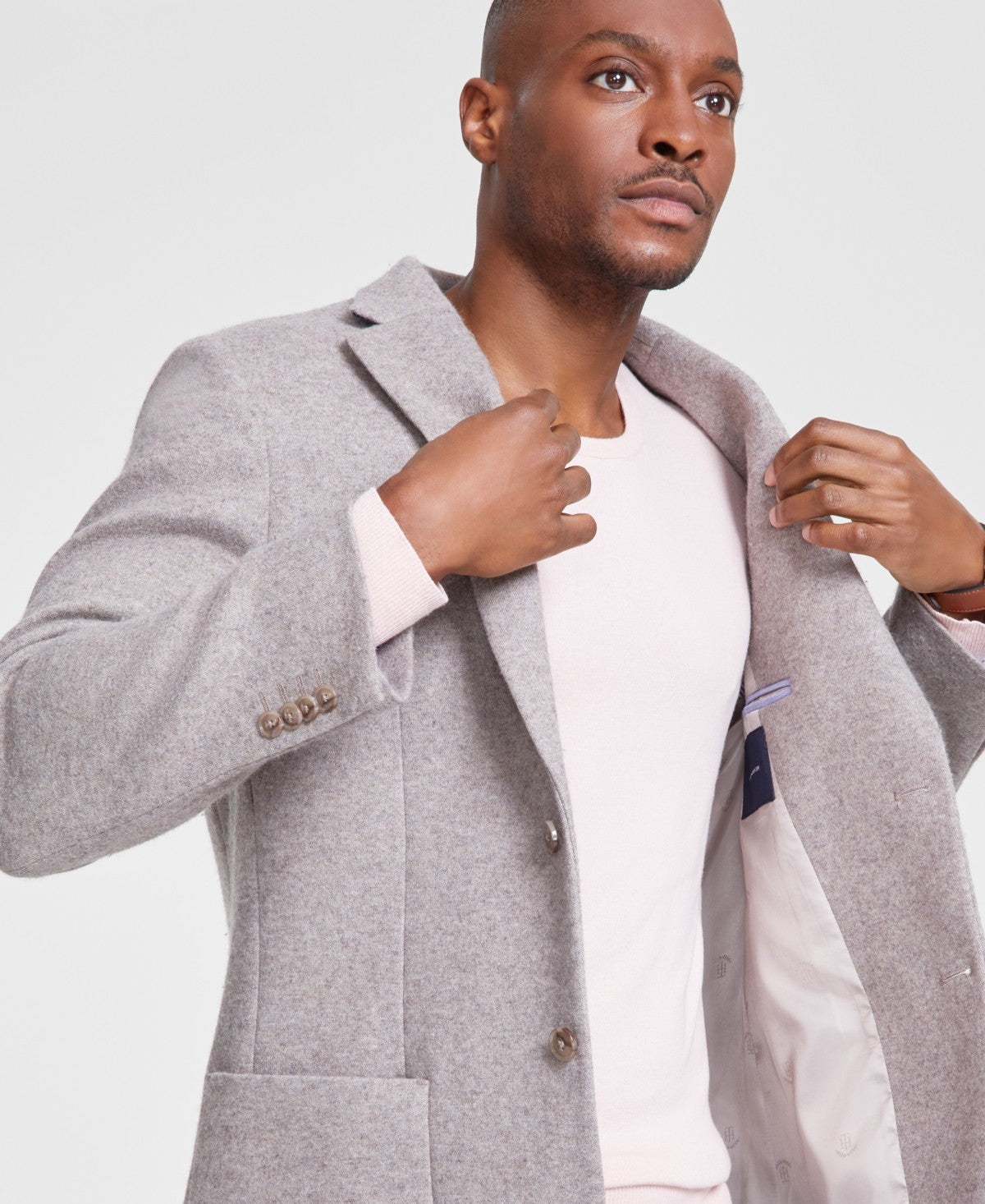 Tommy Hilfiger Mens Modern fit Sport Coat Blazer 44 L Beige Solid Stretch