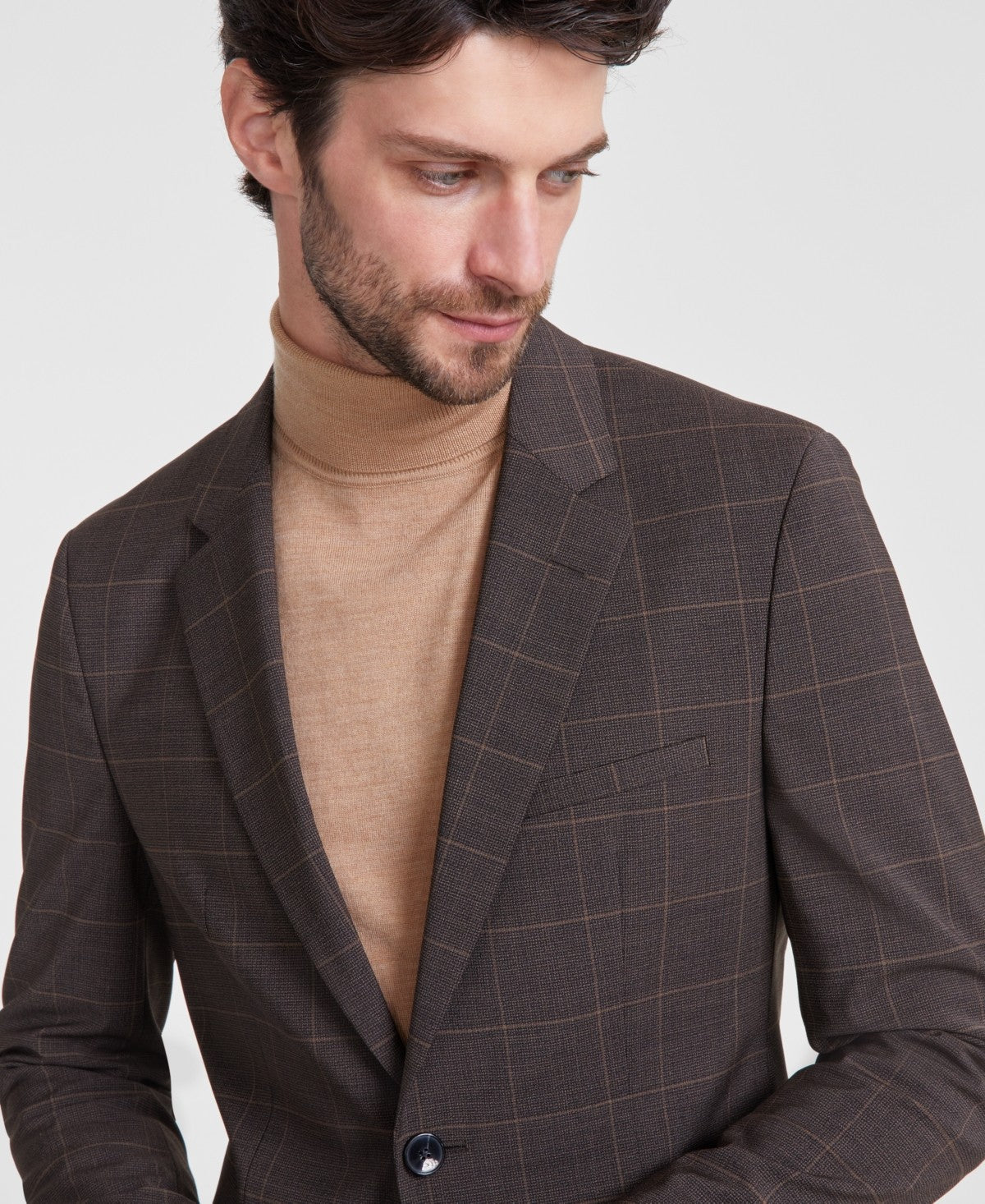 Hugo Boss Mens Modern fit Suit Jacket Blazer 38 R Brown Check