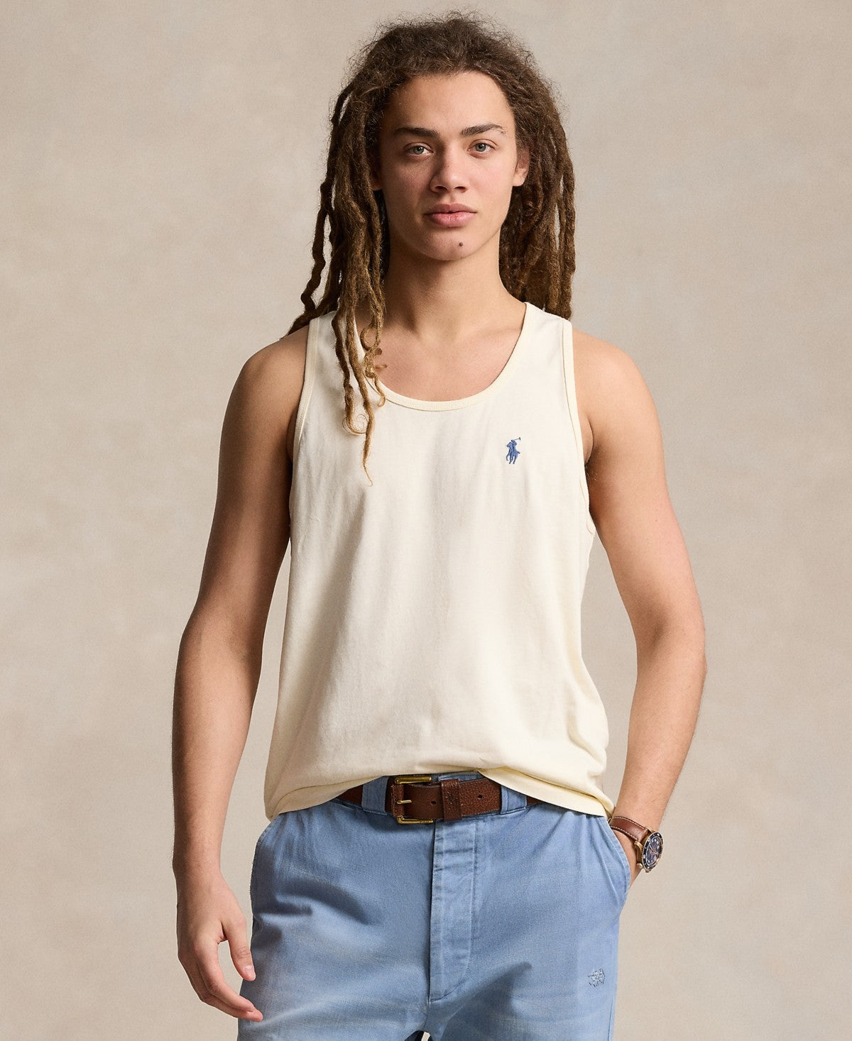 Polo Ralph Lauren Mens Regular fit Sleeveless Tank Top Shirt Small Beige Solid