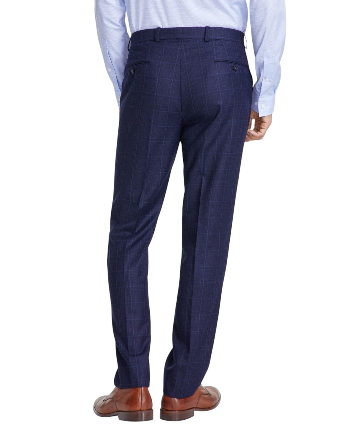 Michael Kors Mens Classic fit Dress Pants 42 / 30 Midnight Blue Plaid Stretch