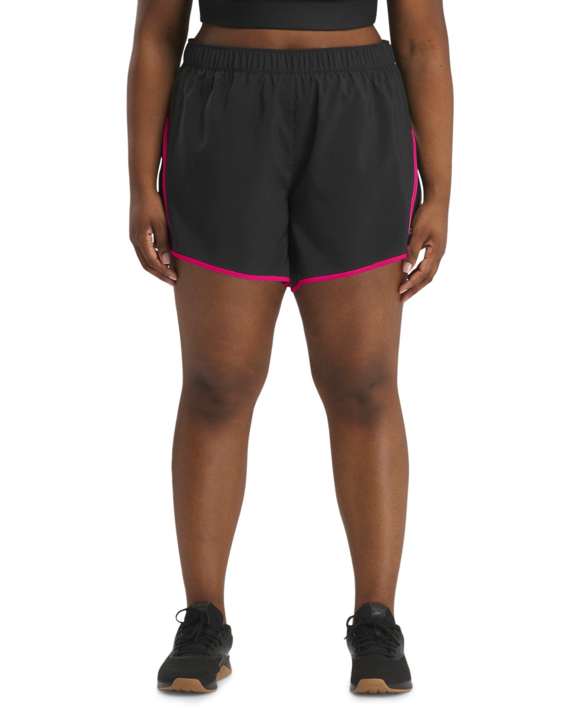 Reebok Womens Regular fit Athletic Woven Shorts 1X Black Solid