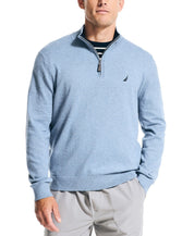 Nautica Mens Classic fit Long Sleeve Quarter zip Sweater Small Blue