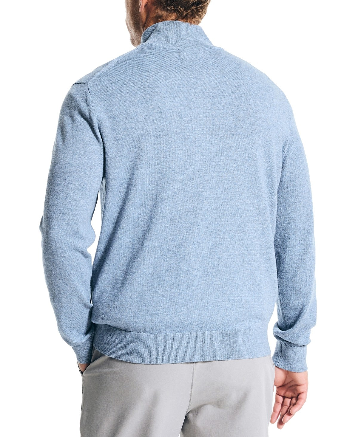 Nautica Mens Classic fit Long Sleeve Quarter zip Sweater Small Blue
