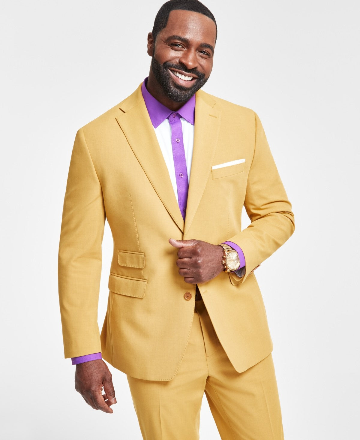 Tayion Mens Classic fit Suit Jacket Blazer 40 R Beige Solid