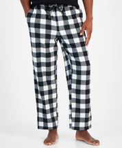 Club Room Mens Fleece Fair Isle Pajama Pants Black/White Large Check