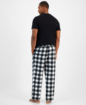 Club Room Mens Fleece Fair Isle Pajama Pants Black/White Large Check