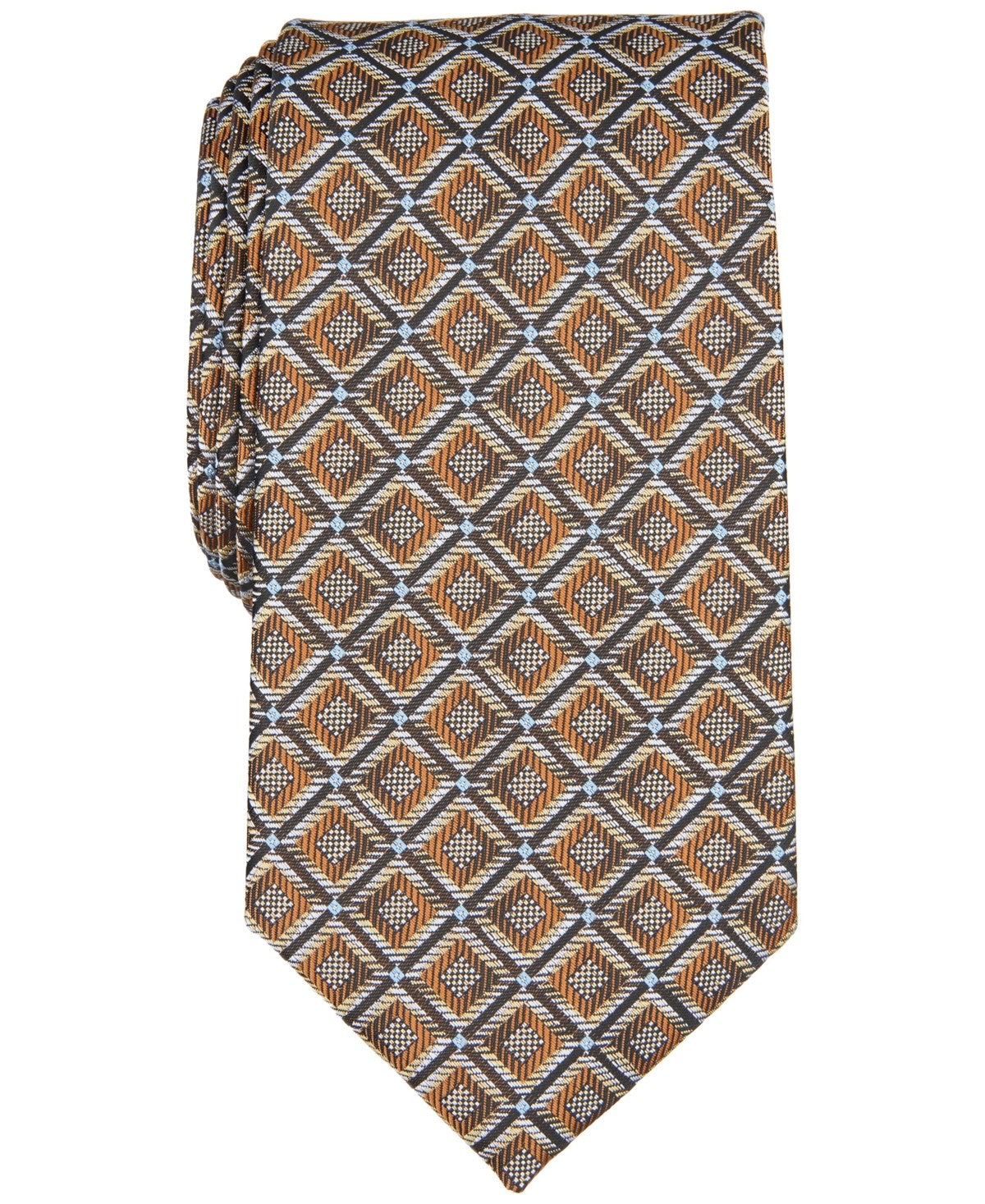 Perry Ellis Mens Williams Classic Geo Neck Tie Yellow Gold