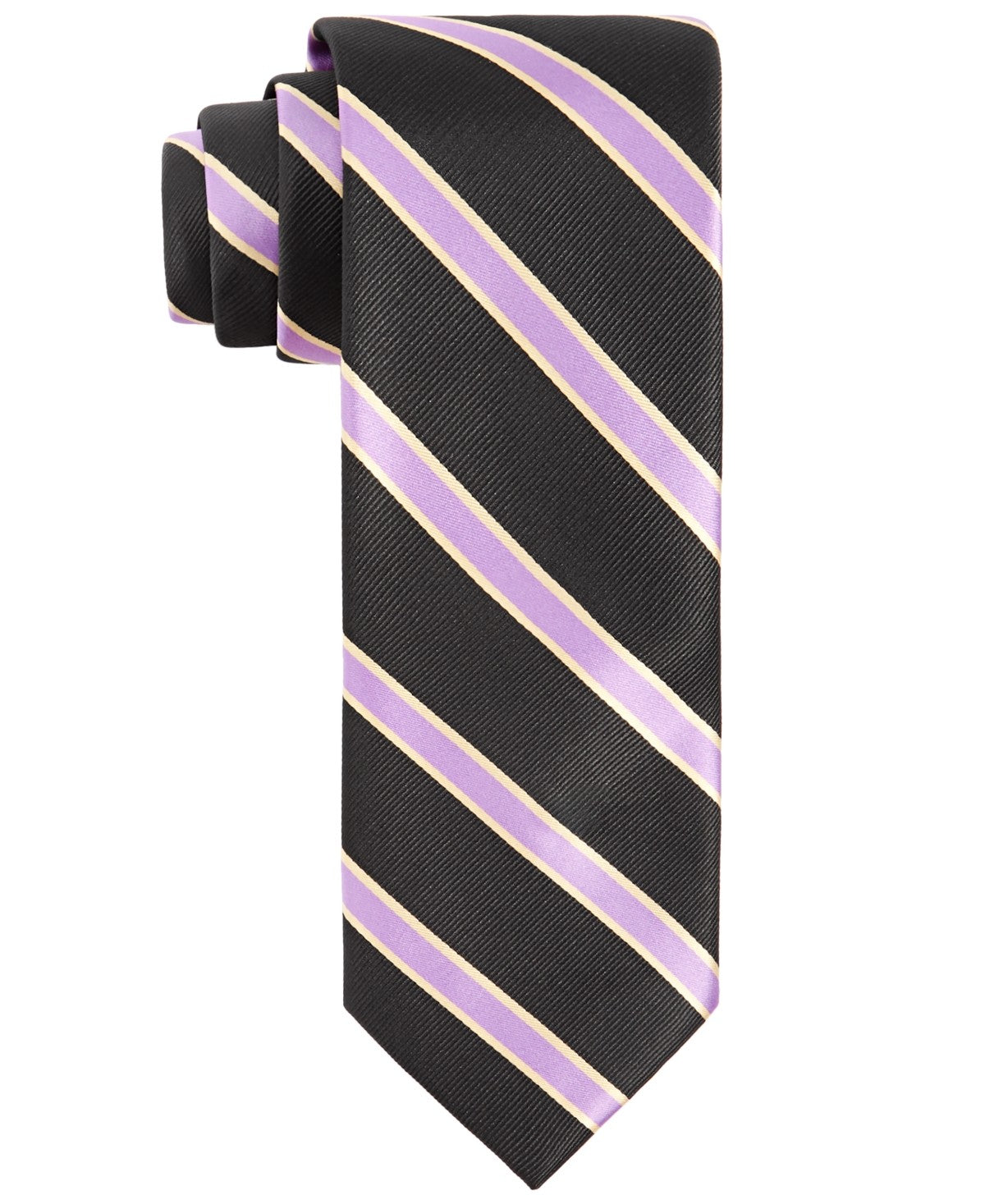 TAYION Mens Regular fit Tie Necktie One Size Black Pink Striped