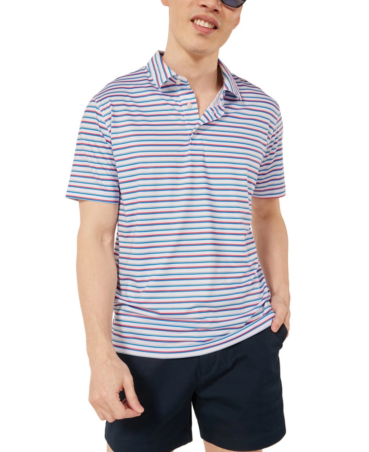 Chubbies Mens Regular fit Short Sleeve Polo Shirt Small White Striped