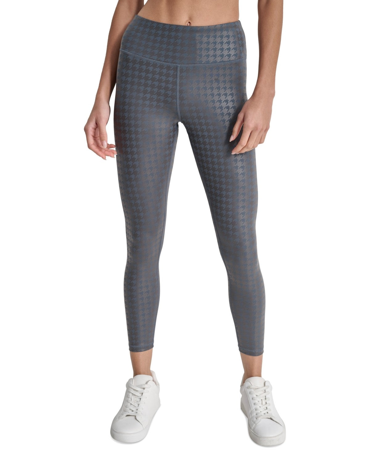 Dkny Womens Regular fit High Rise 78 Tights Leggings Medium Grey Herringbone