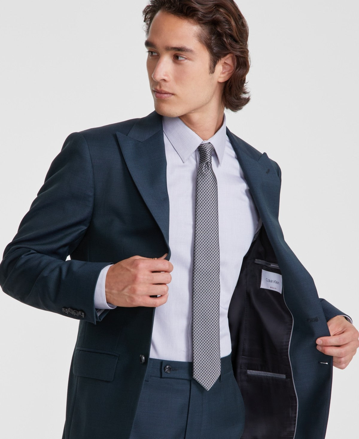 Calvin Klein Mens Slim fit Suit Jacket Blazer 36 R Navy Blue Plaid