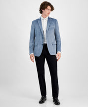 Alfani Mens Slim fit Velvet Sport Coat Blazer 40 L Blue Solid