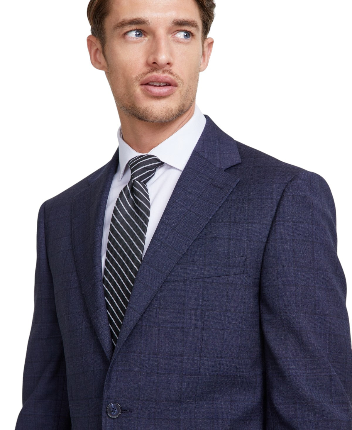 Calvin Klein Mens Slim fit Wool Suit Jacket Blazer 42 R Blue Plaid