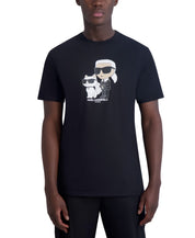 Karl Lagerfeld Paris Mens Regular fit Short Sleeve T-Shirt Shirt XXL Black Solid