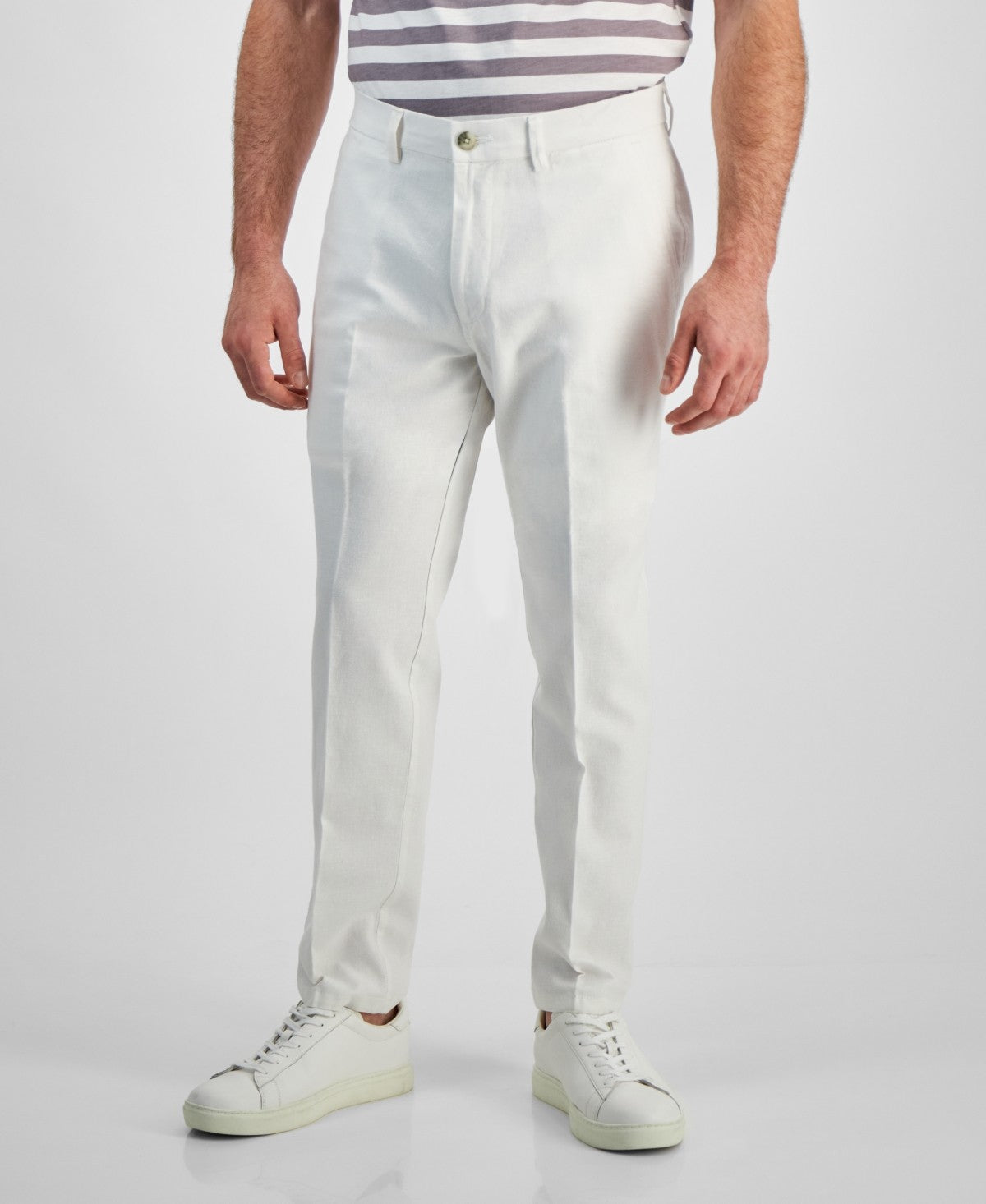 Kenneth Cole Mens Slim fit Dress Pants 34 / 30 White Solid Stretch