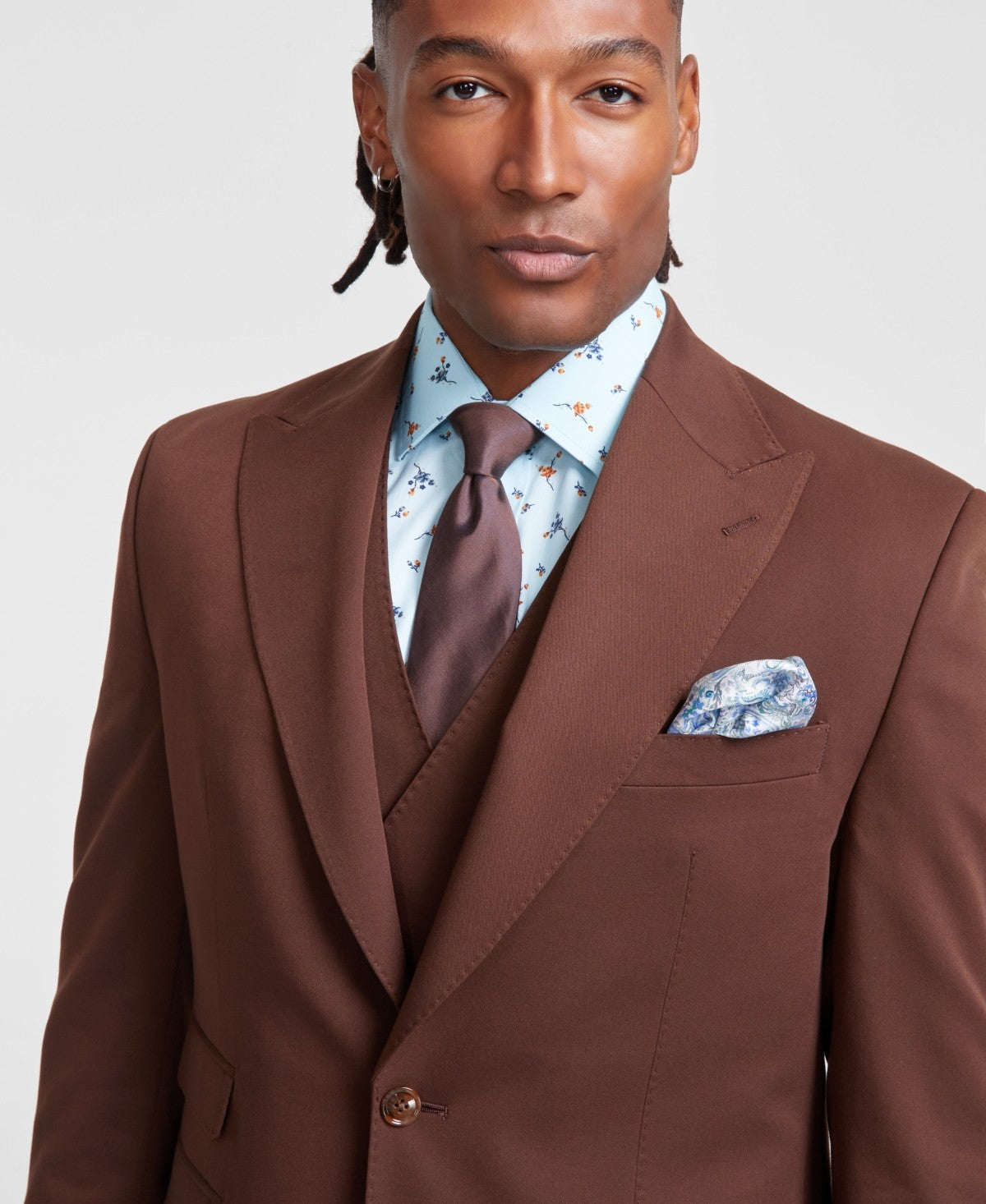Tayion Mens Classic fit Suit Blazer 42 S Brown Solid