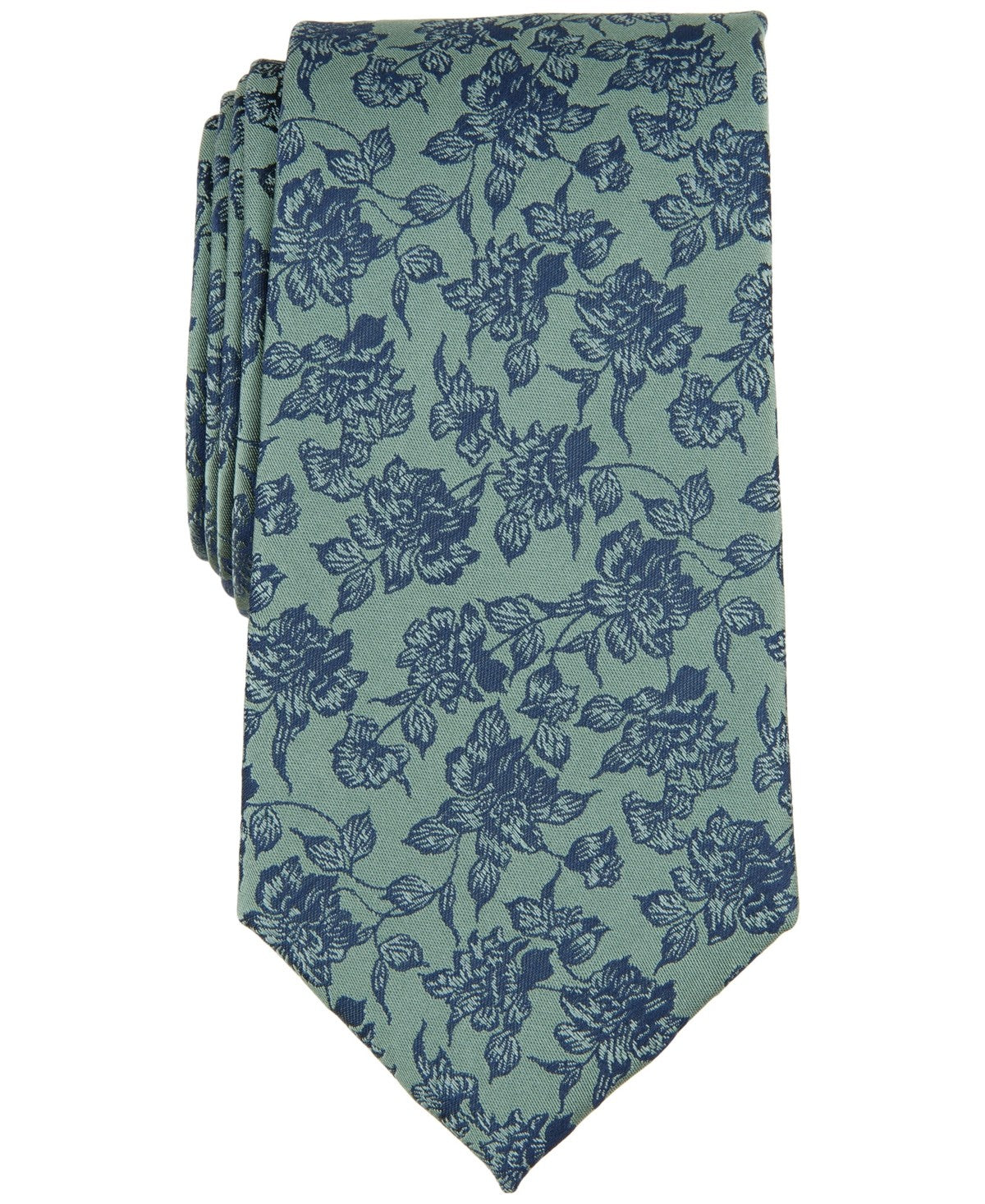 Michael Kors Mens Logue Floral Neck Tie Hunter Green Navy Blue