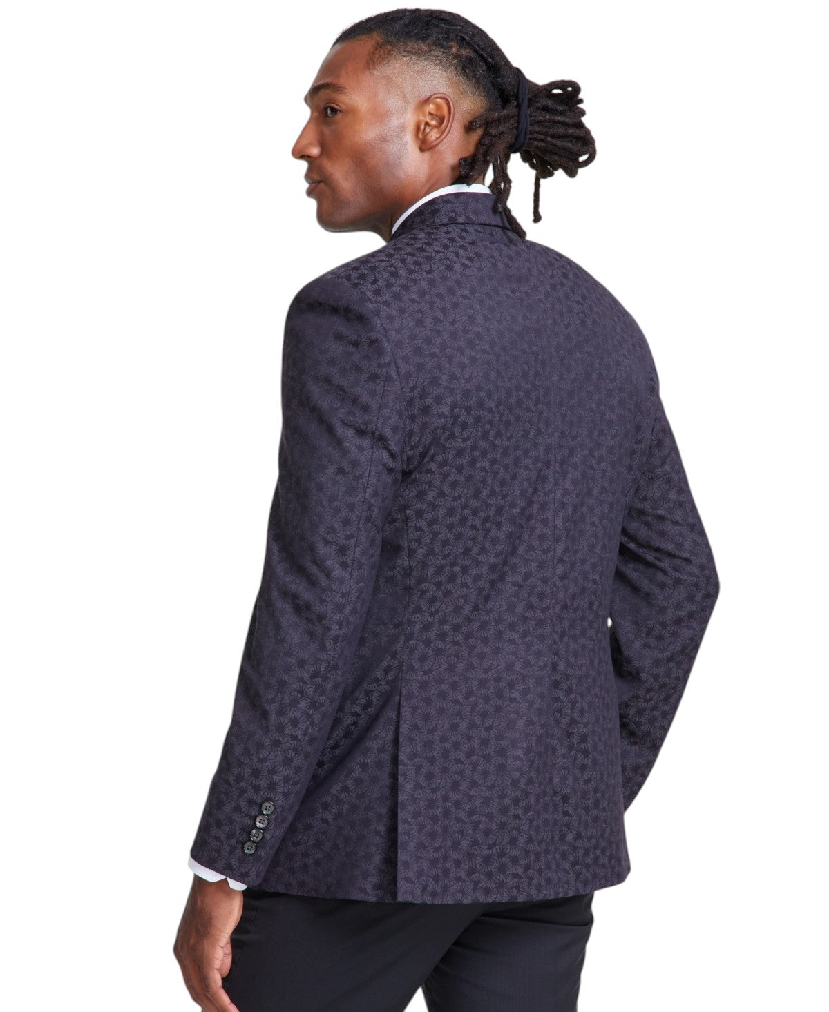 Tayion Mens Classic fit Suit Jacket Blazer 46 L Black Floral
