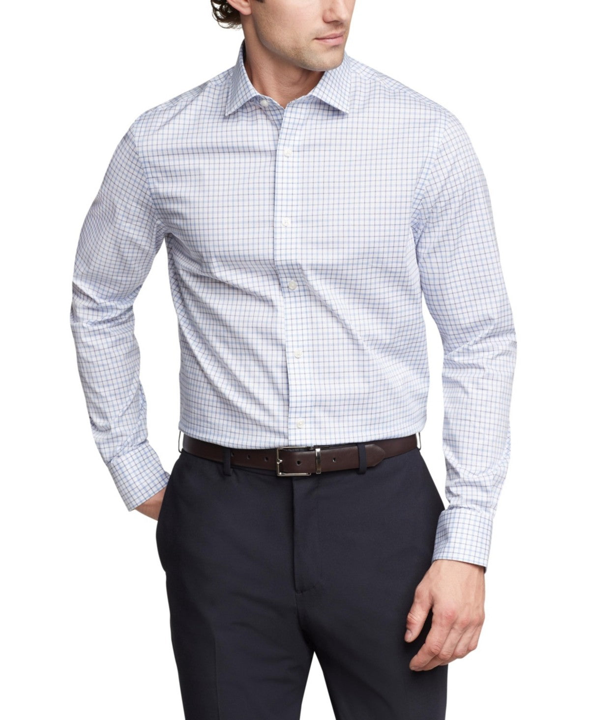 Tommy Hilfiger Men Slim fit Button-Up Shirt Large 16 in 34-35 Blue Plaid