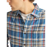 Nautica Mens Classic fit Long Sleeve Button-Up Shirt Large Blue Plaid