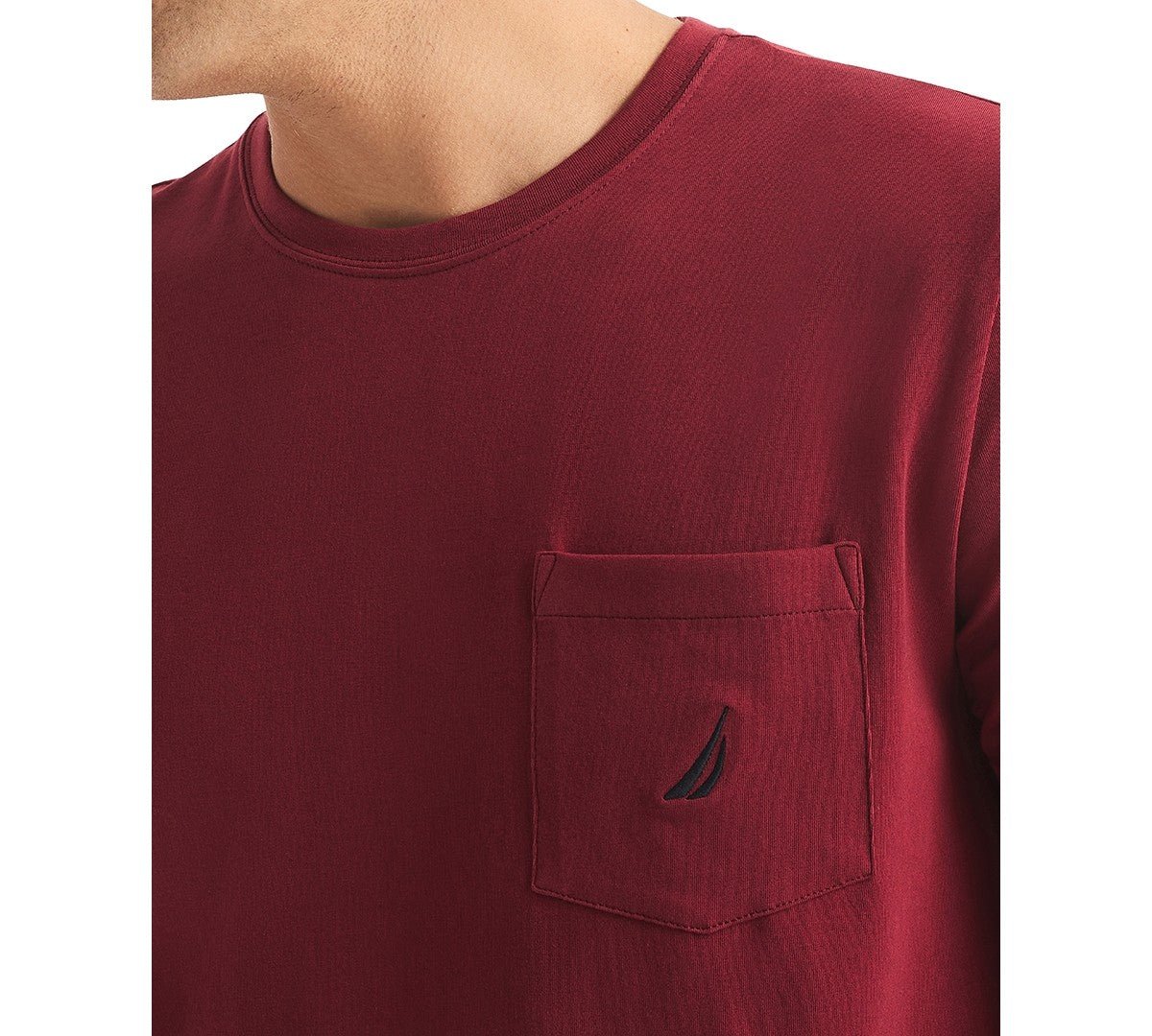 Nautica Men's Classic Fit Solid Crewneck Pocket T Shirt Red Small