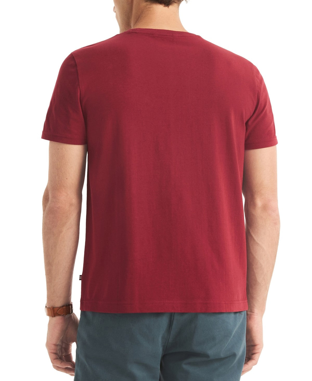 Nautica Men's Classic Fit Solid Crewneck Pocket T Shirt Red Small