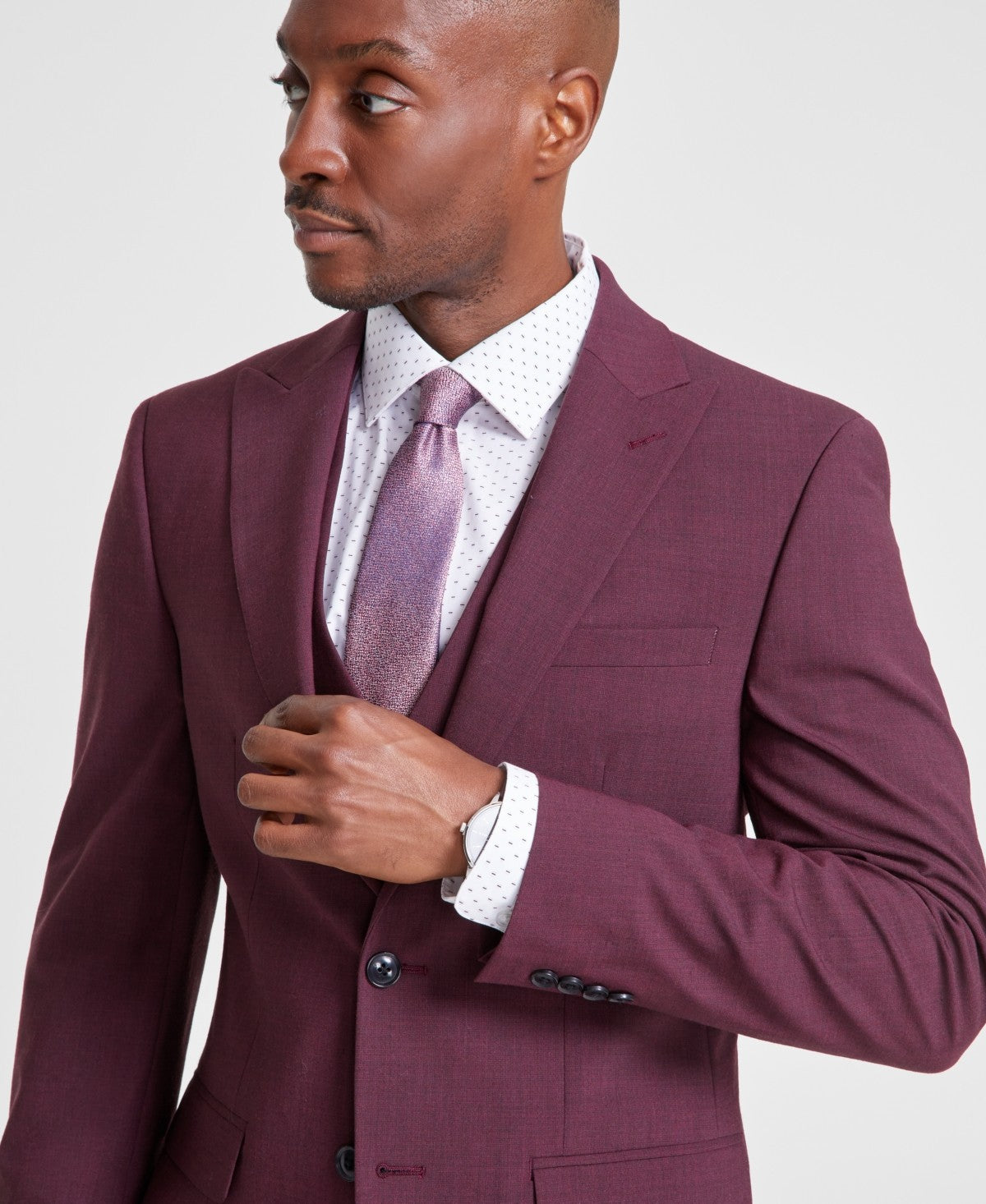 Bar Iii Mens Slim fit Suit Jacket Blazer 38 L Berry Red Solid Stretch