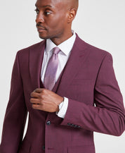 Bar Iii Mens Slim fit Suit Jacket Blazer 38 L Berry Red Solid Stretch Wool