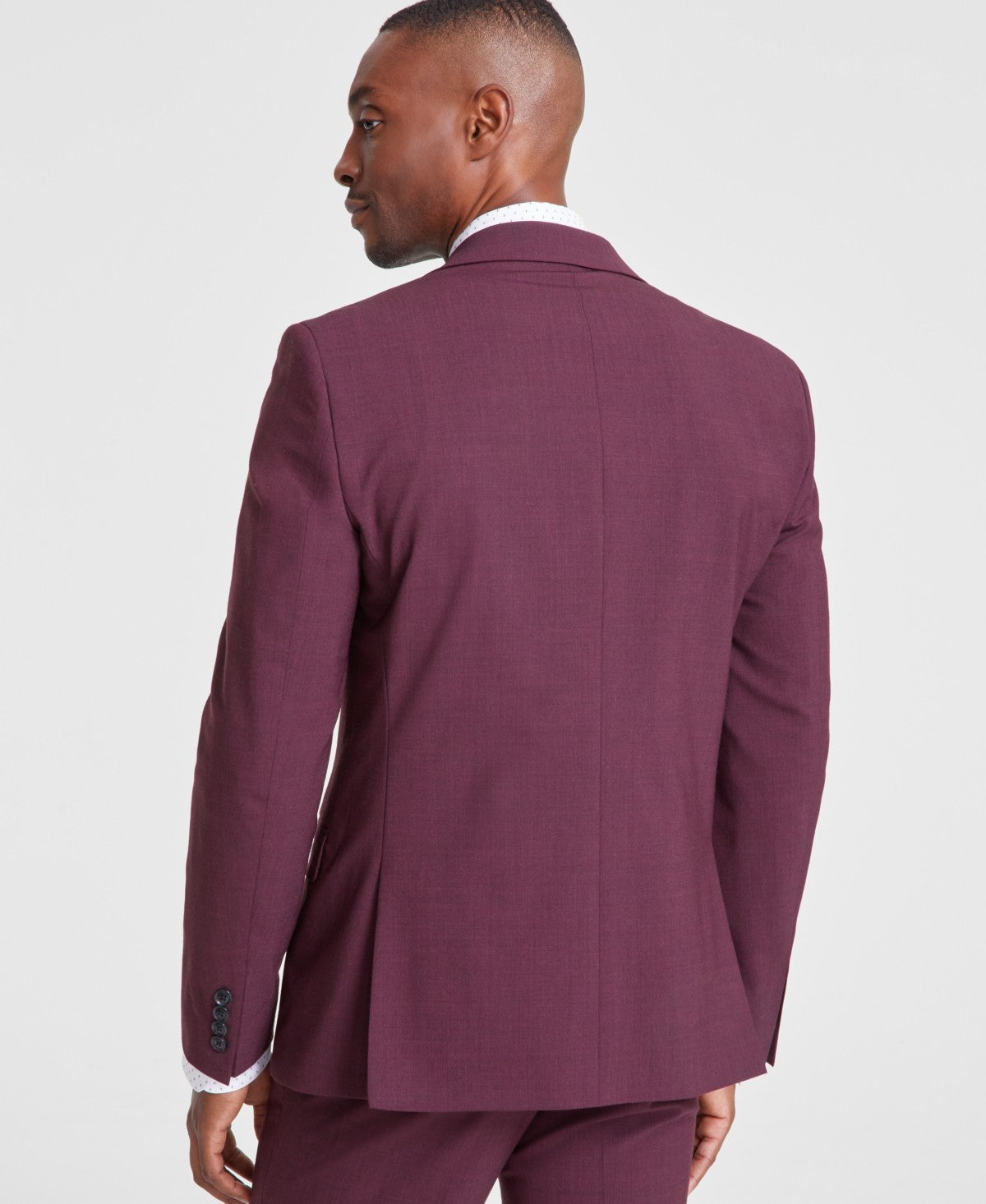 Bar Iii Mens Slim fit Suit Jacket Blazer 38 L Berry Red Solid Stretch Wool