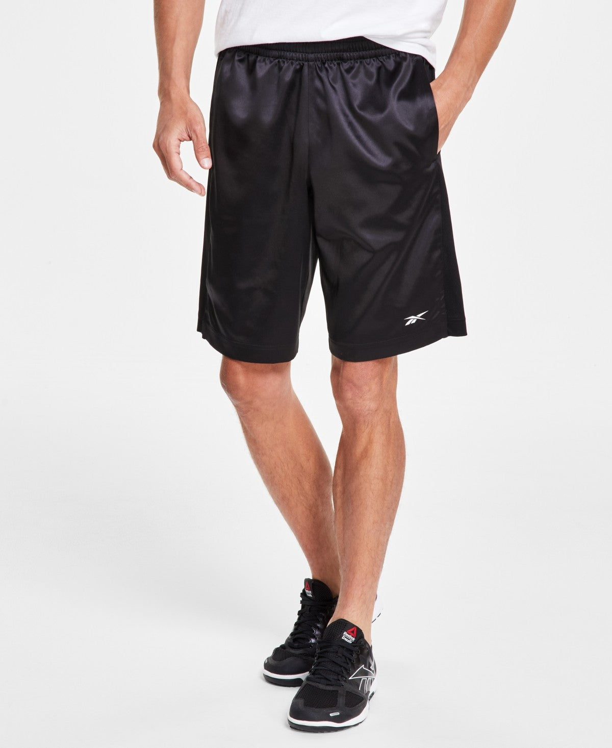 Reebok Men Regular fit Satin Basketball Shorts Medium / 9 Black Solid