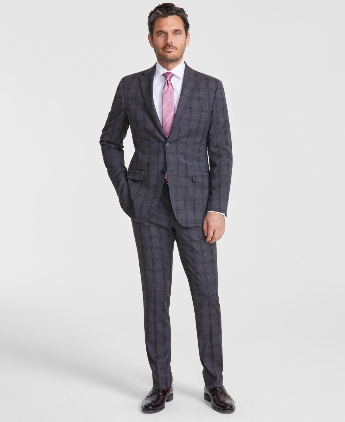 Dkny Mens Modern Fit Dress Pants 29 X  32  Grey / Blue Plaid DNUR217W0330