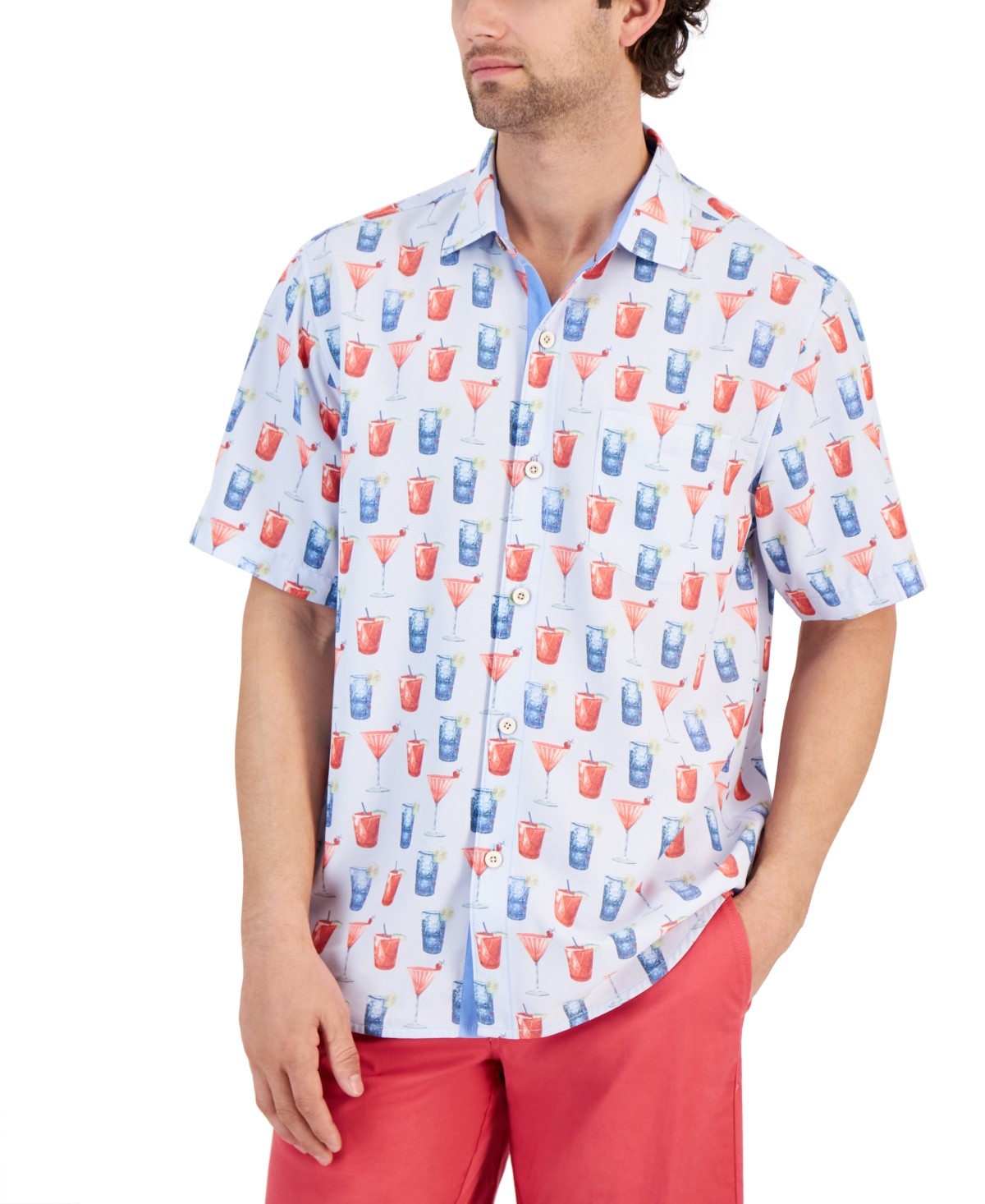 Tommy Bahama Men Classic fit Short Sleeve Button-Up Shirt XXL Blue
