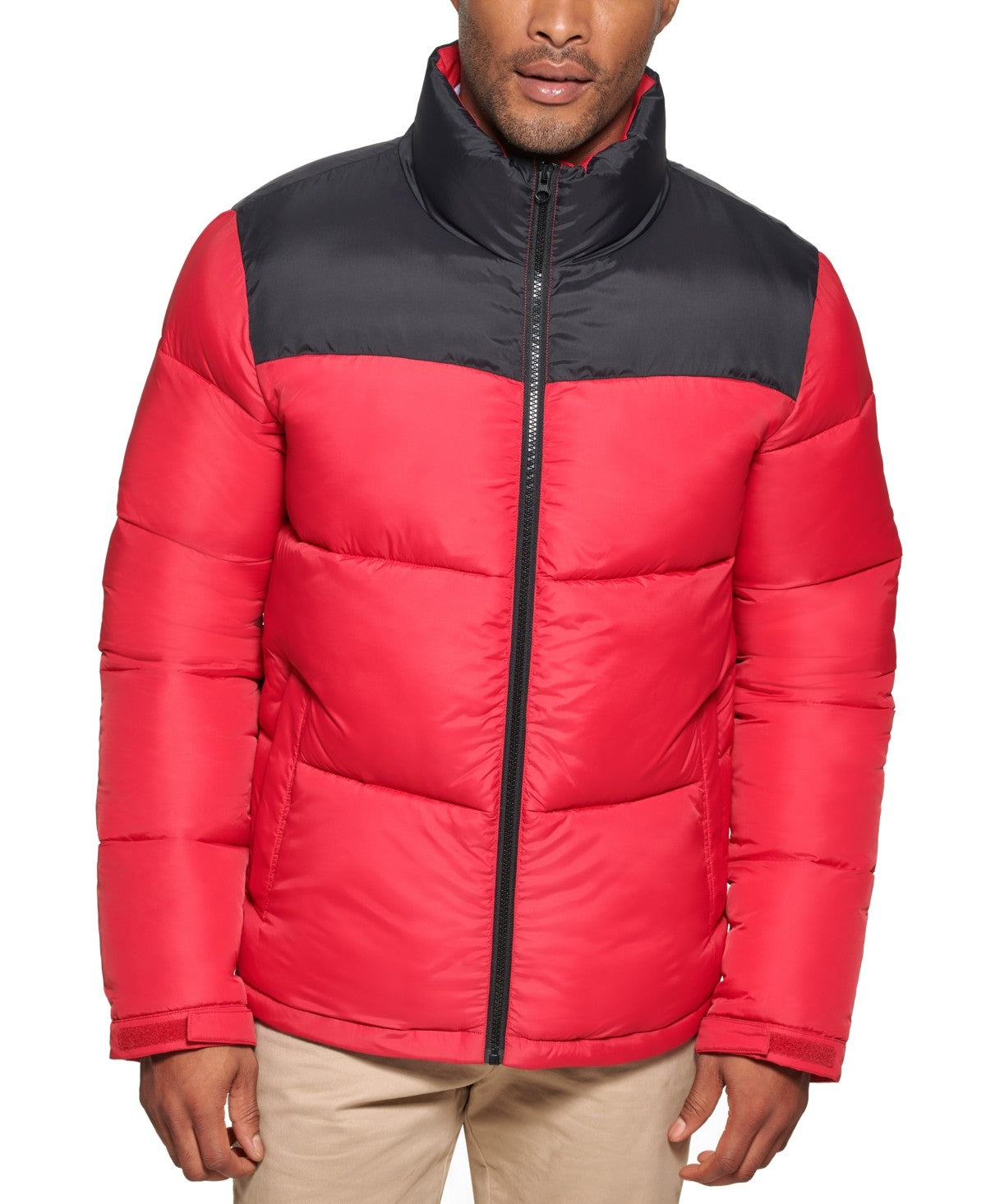 Club Room Mens Puffer Jacket Coat Small Red / Black Solid