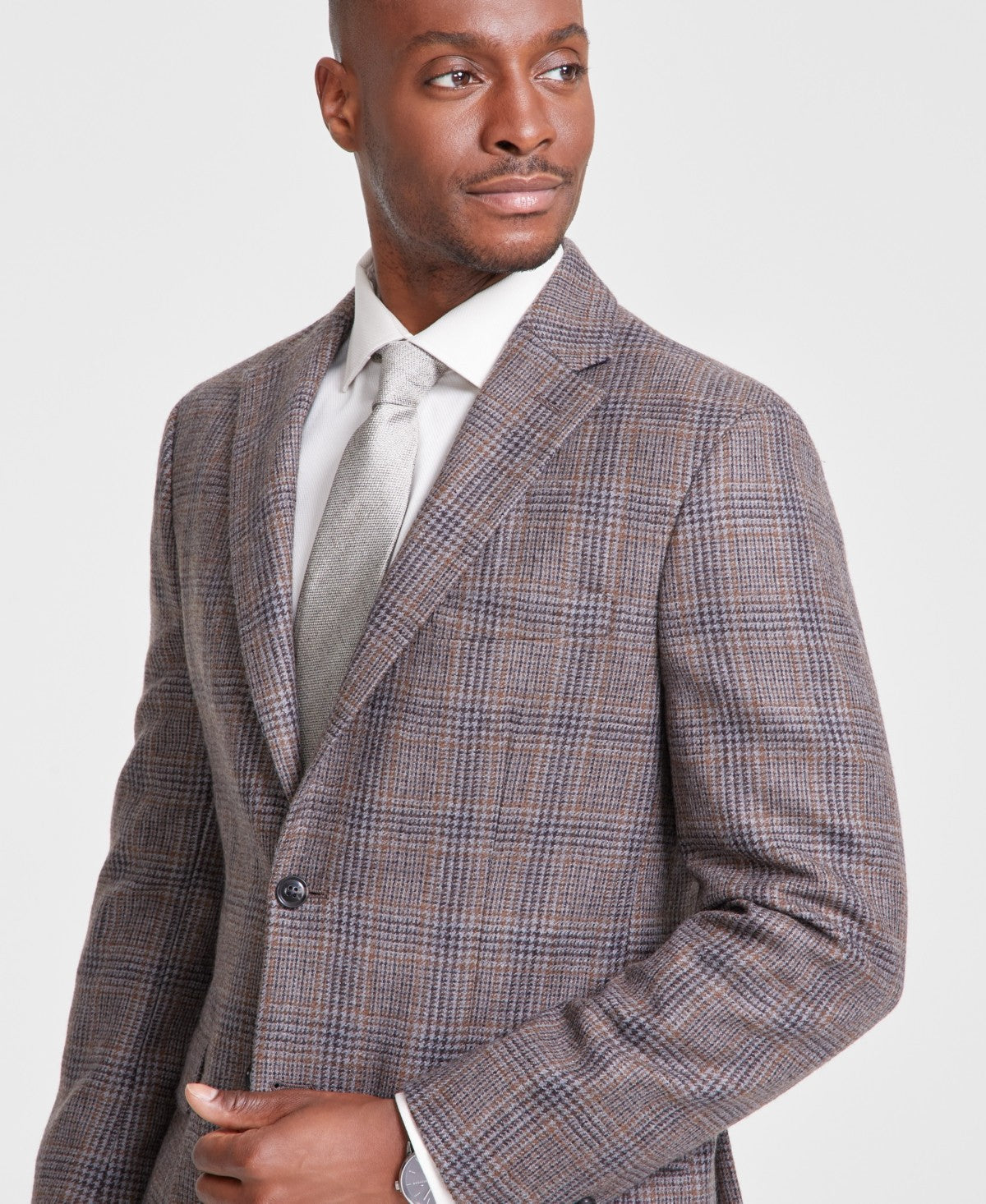 Tommy Hilfiger Mens Modern fit Suit Jacket Blazer 48 R Brown Plaid