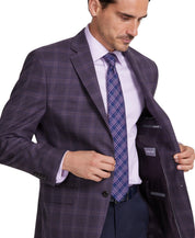 Michael Kors Mens Classic fit Sport Coat Blazer 50 L Purple Plaid