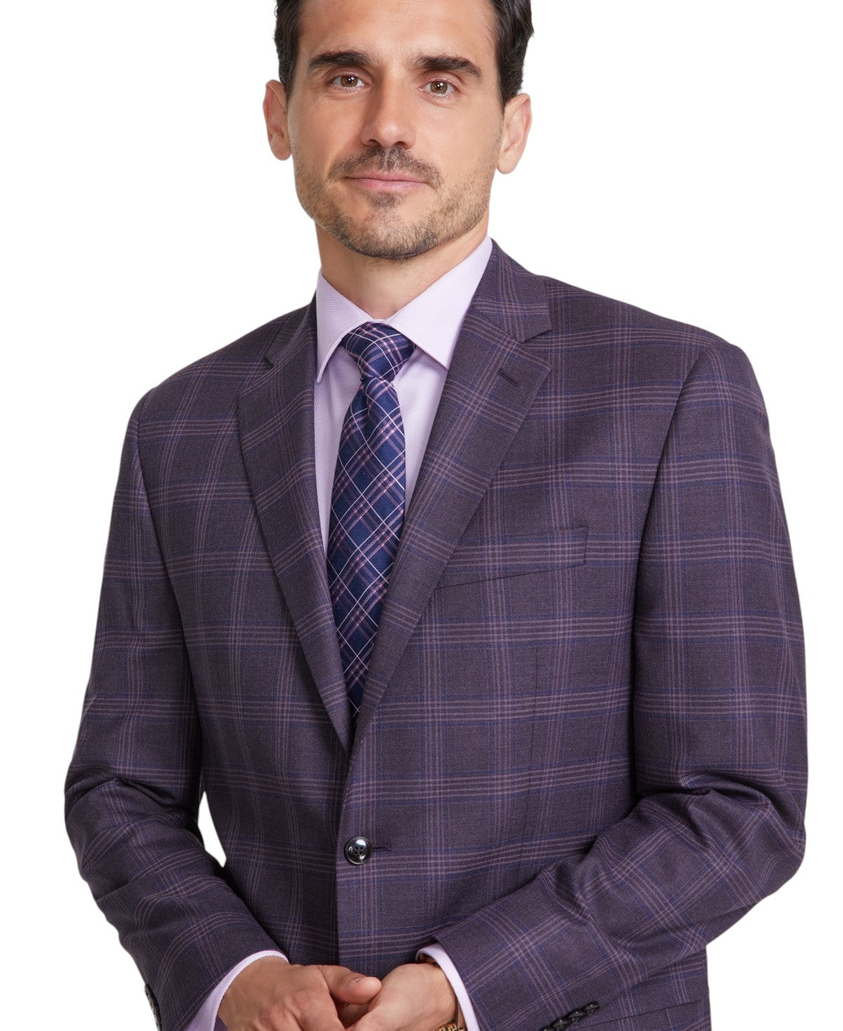 Michael Kors Mens Classic fit Sport Coat Blazer 50 L Purple Plaid