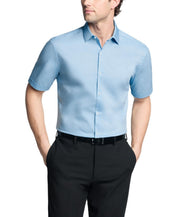 Van Heusen Mens Slim fit Short Sleeve Button-Up Shirt Small Light Blue Solid