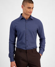 Alfani Mens Slim fit Dress Shirt Small 14-14.5 32-33 Navy Blue Geometric