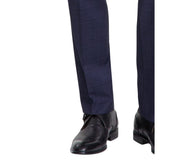 Calvin Klein Mens Slim fit Dress Pants 40 / 30 Navy Blue Plaid Stretch Wool