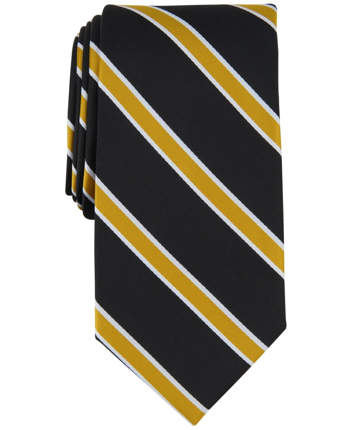 TAYION Mens Regular fit Tie Necktie One Size Black Gold Stripe