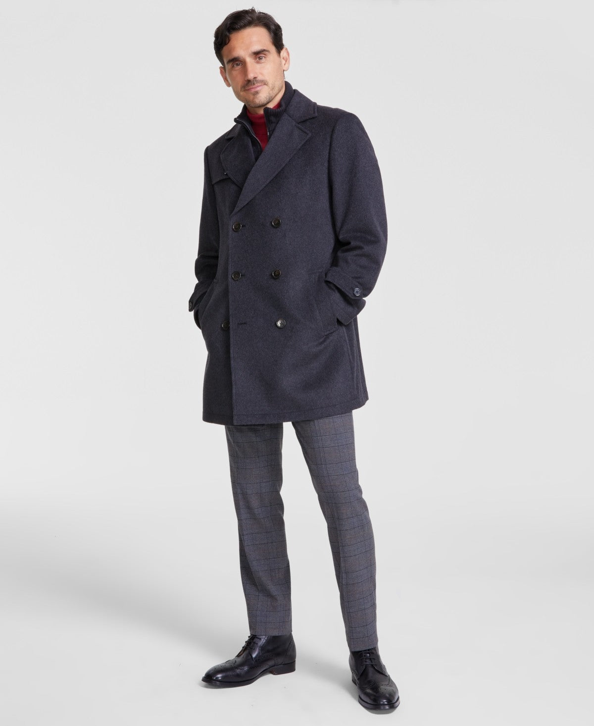 Michael Kors Mens Classic fit Overcoat Coat 38 S Charcoal Grey Solid