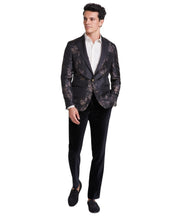 Tallia Mens Slim fit Sport Coat Blazer 36 S Black Floral
