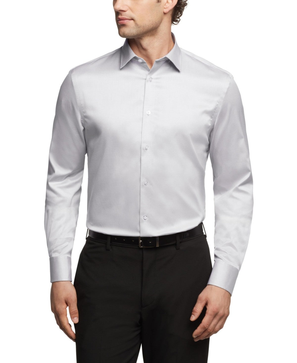 Calvin Klein Mens Regular fit Dress Shirt Large 16.5 in 32-33 Grey Solid