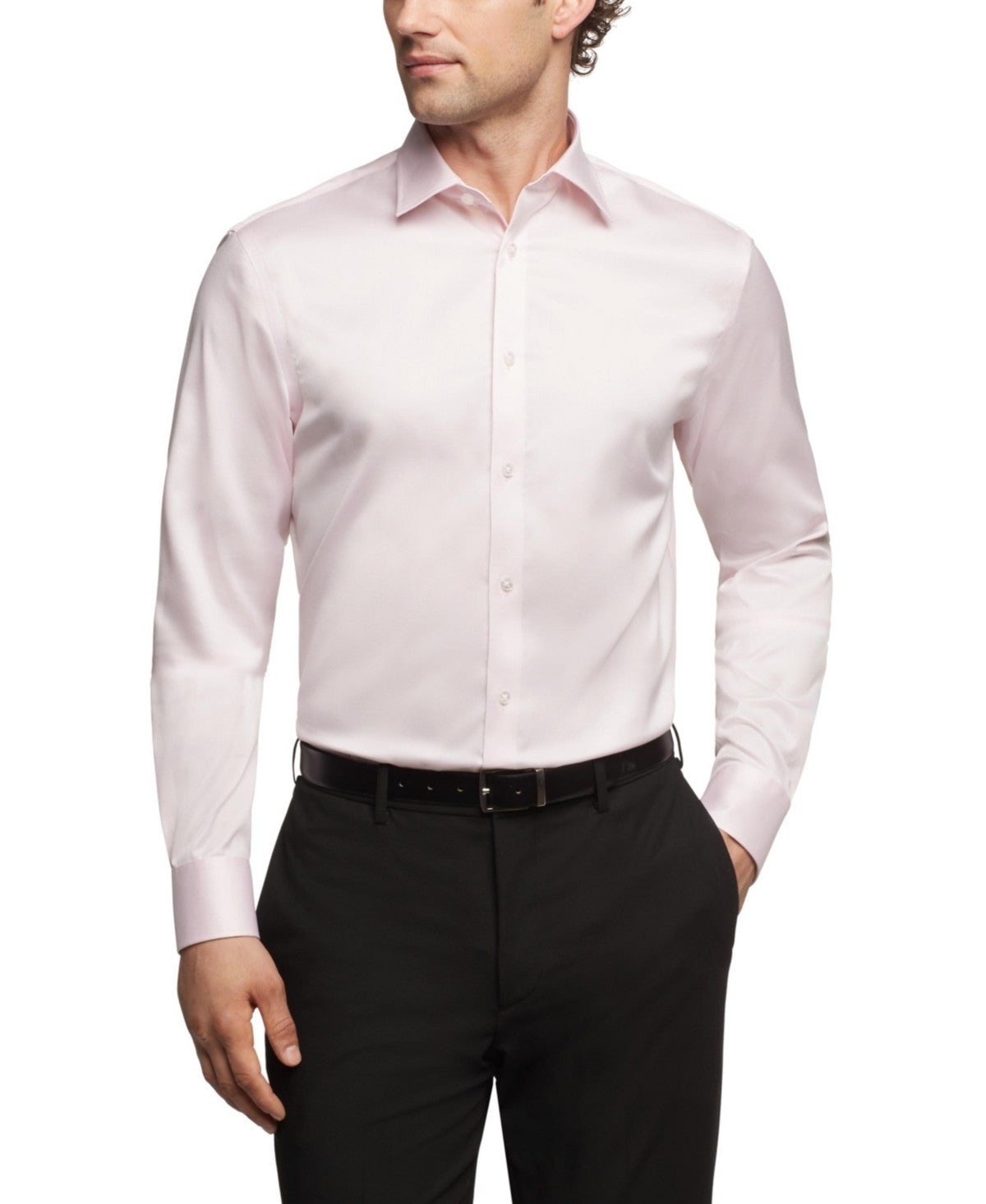 Calvin Klein Mens Regular fit Dress Shirt XL 17 in 32-33 Light Pink Solid