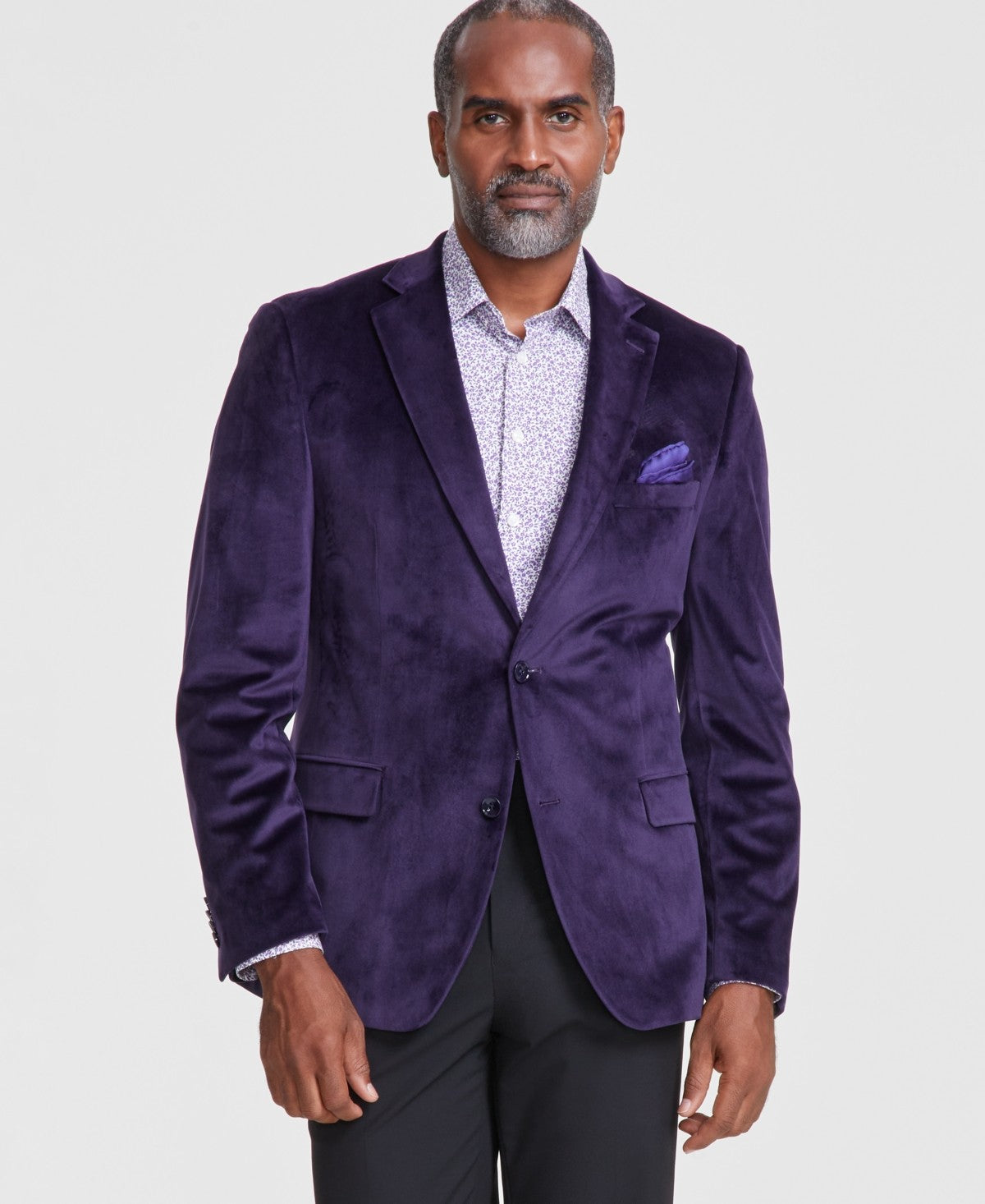 Alfani Mens Slim fit Velvet Sport Coat Blazer 40 L Purple Solid