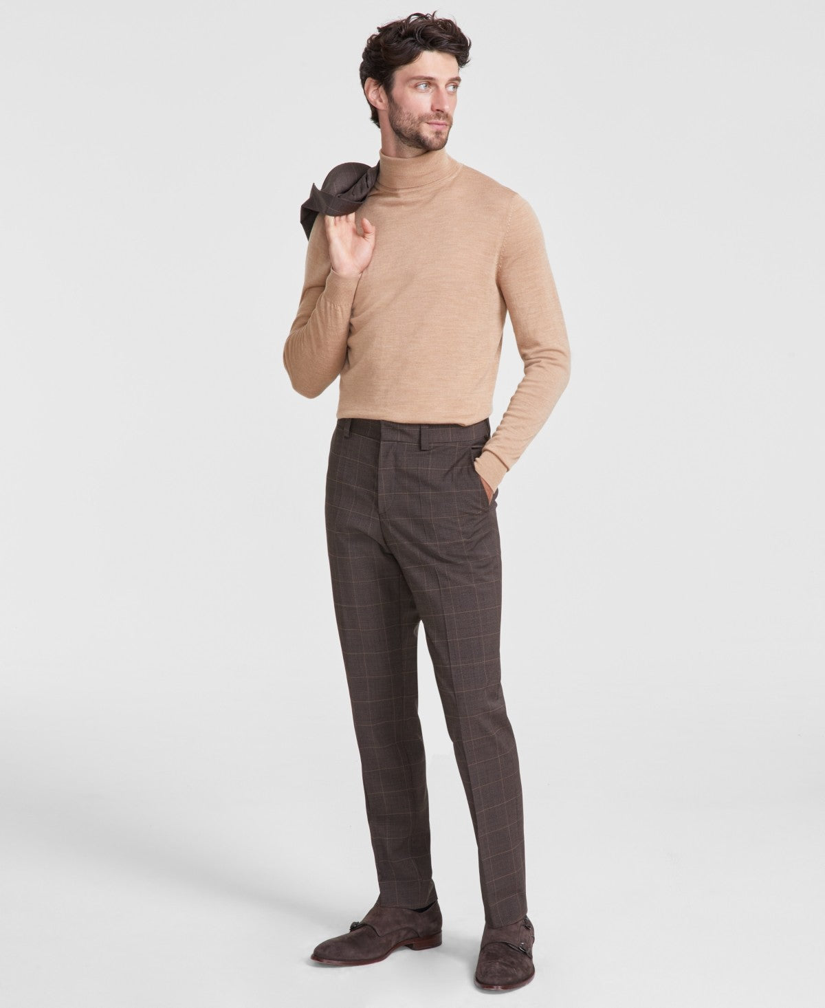 Hugo Boss Mens Modern fit Dress Pants 32 / 30 Brown Plaid